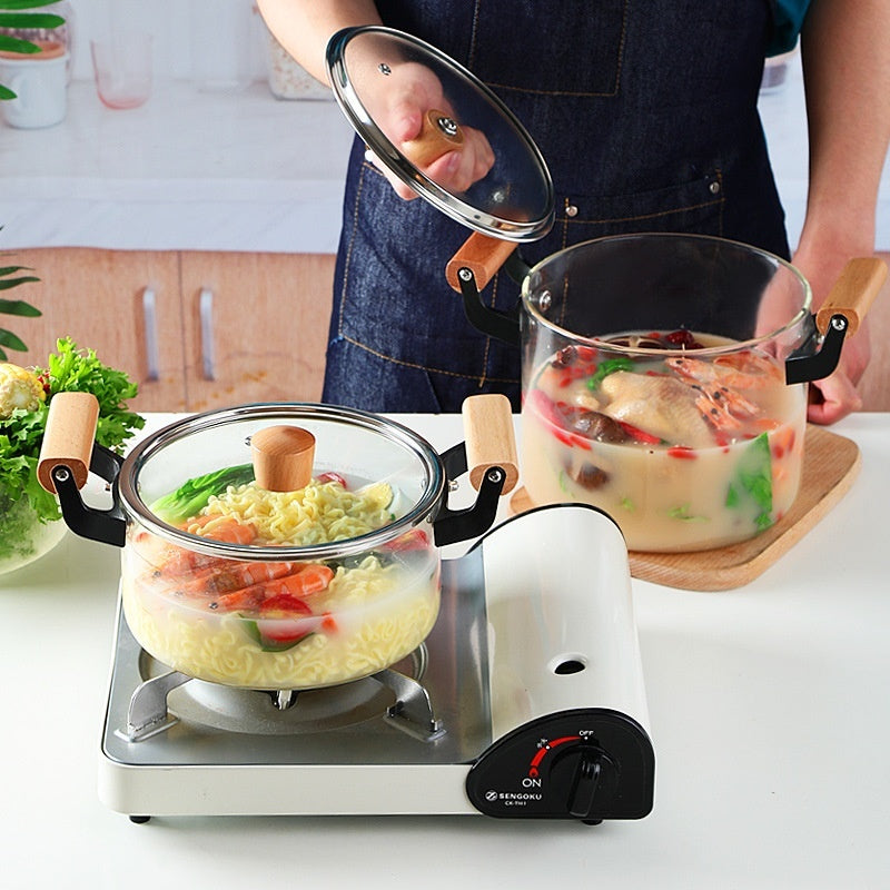 Borosilicate Visions Cookware Pot Binaural Glass - Antique Decore