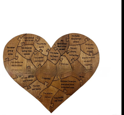 Reasons Why I Love You Wooden Heart Puzzle Romantic Love Jigsaw Puzzle Wedding Anniversary For Wife Husband Birthday Gifts Valentine's Day Gift - Antique Decore