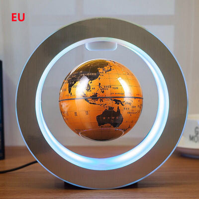 Round LED World Map Floating Globe Magnetic Levitation Light Anti Gravity Magic - Antique Decore