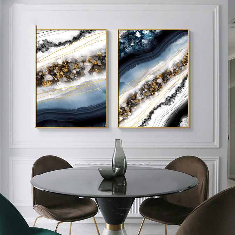 Modern Wall Art Canvas Painting Abstract Marble Crystal Lines Living Room Decor - Antique Decore