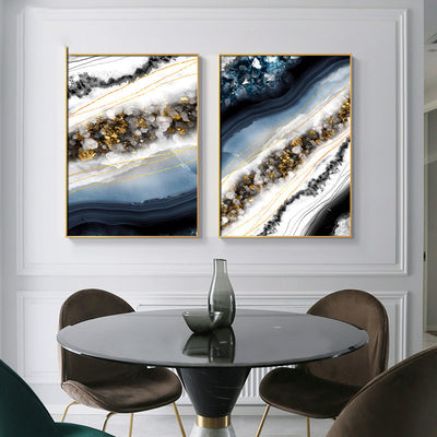 Modern Wall Art Canvas Painting Abstract Marble Crystal Lines Living Room Decor - Antique Decore