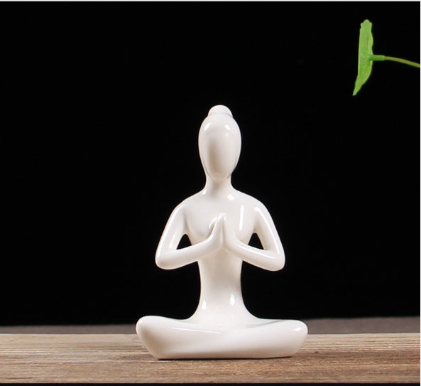 Abstract Art Ceramic Yoga Figurines Porcelain Yog Statue Home Decoration Accessories Office Desktop Ornament - Antique Decore