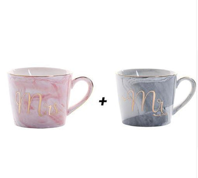 Coffee cup water glass Nordic marbled ceramic mug milk couple breakfast cup home female cup - Antique Decore
