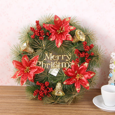 Christmas Wreath Clover Wreath Natural Pine Decorative Christmas Garland with Frost - Antique Decore