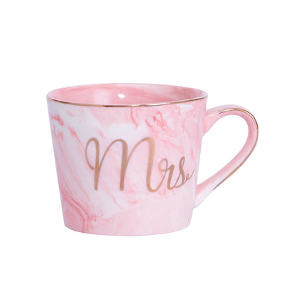 Coffee cup water glass Nordic marbled ceramic mug milk couple breakfast cup home female cup - Antique Decore