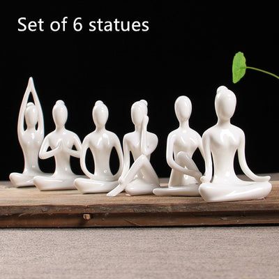Abstract Art Ceramic Yoga Figurines Porcelain Yog Statue Home Decoration Accessories Office Desktop Ornament - Antique Decore