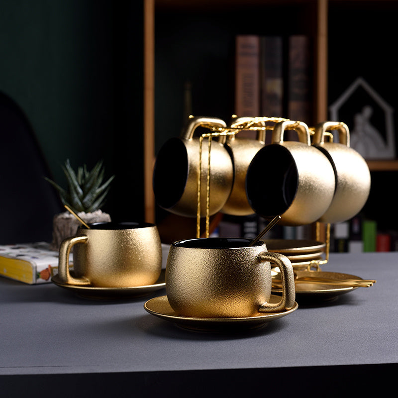 Golden coffee cup set - Antique Decore