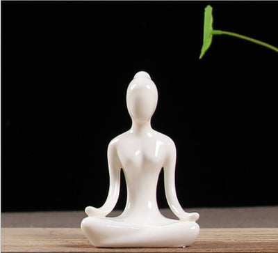 Abstract Art Ceramic Yoga Figurines Porcelain Yog Statue Home Decoration Accessories Office Desktop Ornament - Antique Decore