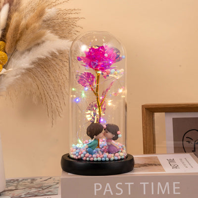 Eternal Rose LED Light Foil Flower In Glass Cover Night Lights Valentines Day Gifts Lamp Decor For For Home Bedroom Wedding Gift Valentine's Day Gifts - Antique Decore