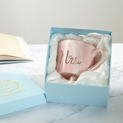 Coffee cup water glass Nordic marbled ceramic mug milk couple breakfast cup home female cup - Antique Decore