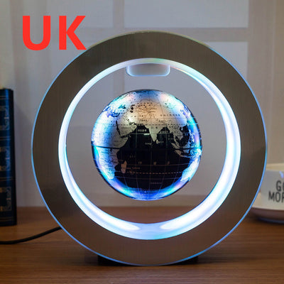 Round LED World Map Floating Globe Magnetic Levitation Light Anti Gravity Magic - Antique Decore