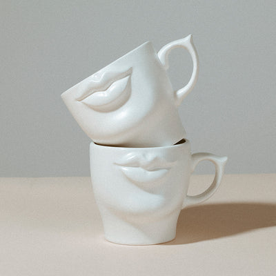 Cuelab Design Fun Ceramic Mug Stereo Lips Couple Bobo Coffee Cup Niche Creative Gift - Antique Decore