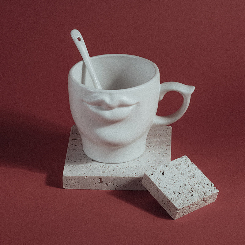 Cuelab Design Fun Ceramic Mug Stereo Lips Couple Bobo Coffee Cup Niche Creative Gift - Antique Decore