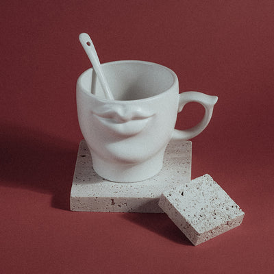 Cuelab Design Fun Ceramic Mug Stereo Lips Couple Bobo Coffee Cup Niche Creative Gift - Antique Decore