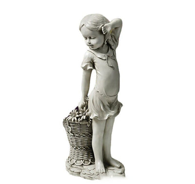 Lawn-Ornament Planter-Basket Statue-Sculpture Figurine Yard Decor Flower-Girl Garden - Antique Decore