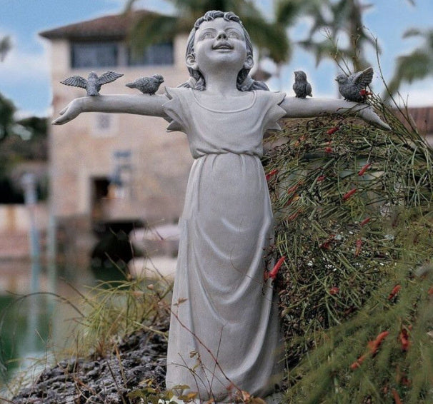 Lawn-Ornament Planter-Basket Statue-Sculpture Figurine Yard Decor Flower-Girl Garden - Antique Decore