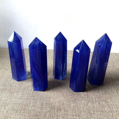 Blue Smelted Stone Crystal Column Ornaments Rough Polished Crystal Column Ornaments Crystal Crafts