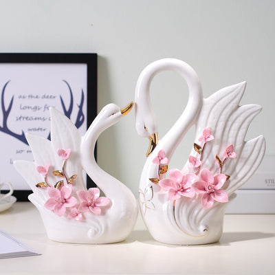 Ceramic Swan Handicraft Decoration Ornaments