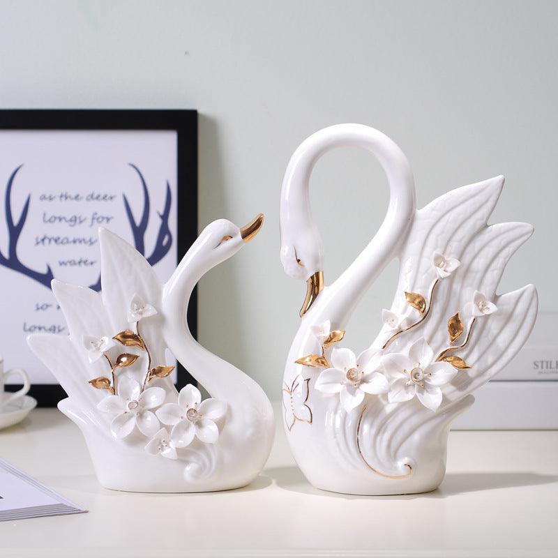 Ceramic Swan Handicraft Decoration Ornaments