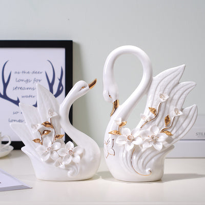 Ceramic Swan Handicraft Decoration Ornaments