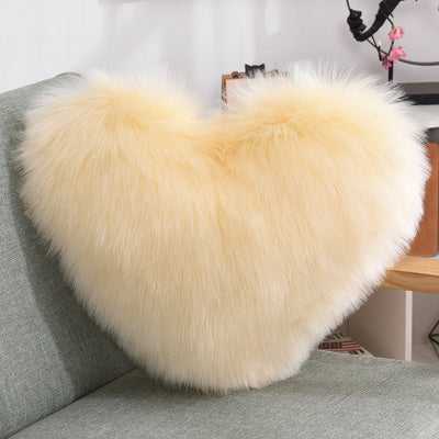 Throw Pillows Heart Shape Long Plush Fluffy Shaggy Cushion Cover Sofa Cushions Decorative Pillow Covers Pillowcase White - Antique Decore