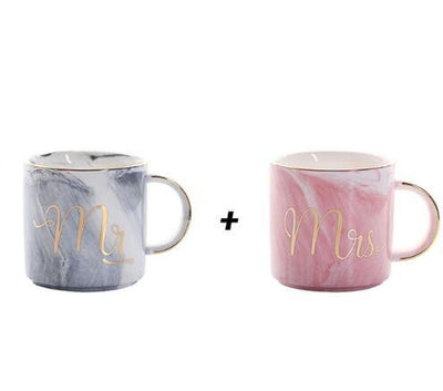 Coffee cup water glass Nordic marbled ceramic mug milk couple breakfast cup home female cup - Antique Decore