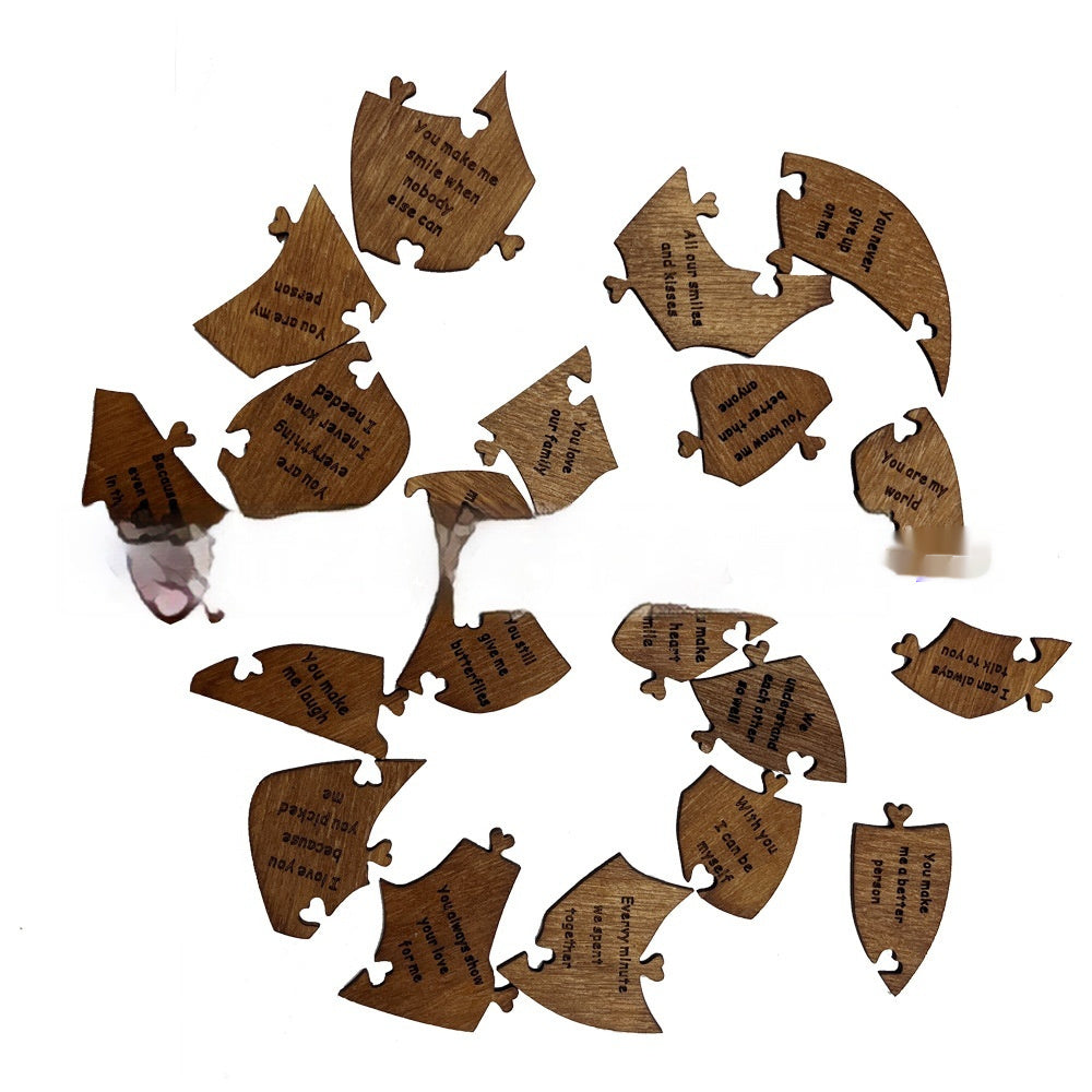 Reasons Why I Love You Wooden Heart Puzzle Romantic Love Jigsaw Puzzle Wedding Anniversary For Wife Husband Birthday Gifts Valentine's Day Gift - Antique Decore