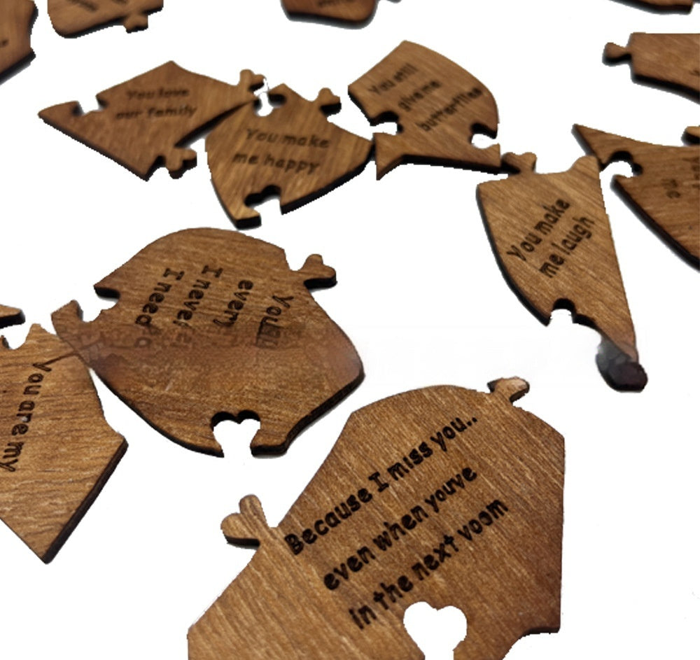 Reasons Why I Love You Wooden Heart Puzzle Romantic Love Jigsaw Puzzle Wedding Anniversary For Wife Husband Birthday Gifts Valentine's Day Gift - Antique Decore