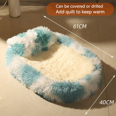 Long Wool Oval Plus Quilt Warm Cat Dog Nest More Than Pets Bed Colors Winter Pet Products - Antique Decore