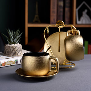 Golden coffee cup set - Antique Decore