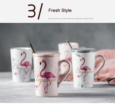 Coffee cup water glass Nordic marbled ceramic mug milk couple breakfast cup home female cup - Antique Decore