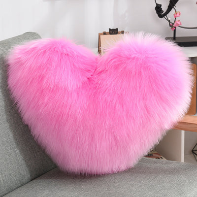 Throw Pillows Heart Shape Long Plush Fluffy Shaggy Cushion Cover Sofa Cushions Decorative Pillow Covers Pillowcase White - Antique Decore