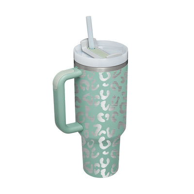 40 Oz Tumbler With Handle Straw Insulated, Stainless Steel Spill Proof Vacuum Coffee Cup Gifts For Valentine Lover