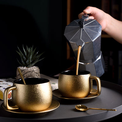 Golden coffee cup set - Antique Decore