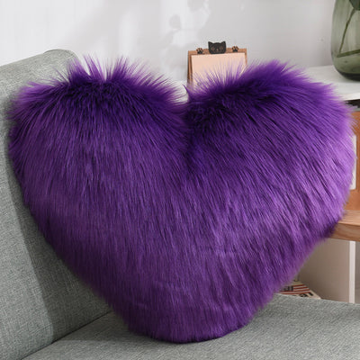 Throw Pillows Heart Shape Long Plush Fluffy Shaggy Cushion Cover Sofa Cushions Decorative Pillow Covers Pillowcase White - Antique Decore