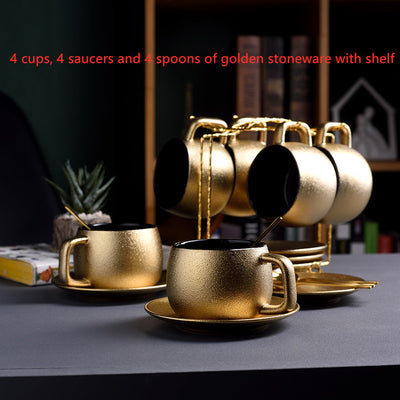 Golden coffee cup set - Antique Decore