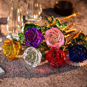Crystal Rose Creative Memorial Day Decoration Ornament Valentine's Day Gift - Antique Decore