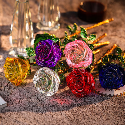 Crystal Rose Creative Memorial Day Decoration Ornament Valentine's Day Gift - Antique Decore