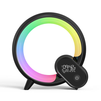 Creative Q Light Analog Sunrise Digital Display Alarm Clock Bluetooth Audio Intelligent Wake-up Q Colorful Atmosphere Light - Antique Decore