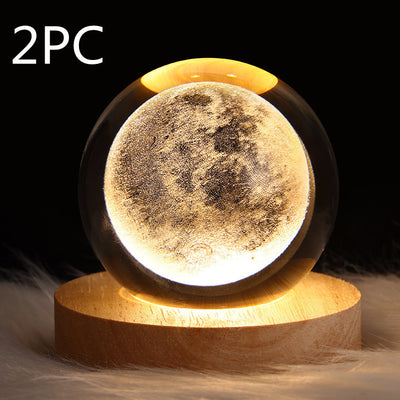 Luminous Starry Sky And Planets Moon Moon Crystal Ball Small Night Lamp Projection Ambience Light Creative Gift New Strange Gift - Antique Decore