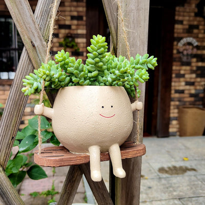 Plant Hanger Baskets Lovely Swing Face Planter Pot Succulent Flower Pots Balcony Wall Hanging Planter - Antique Decore
