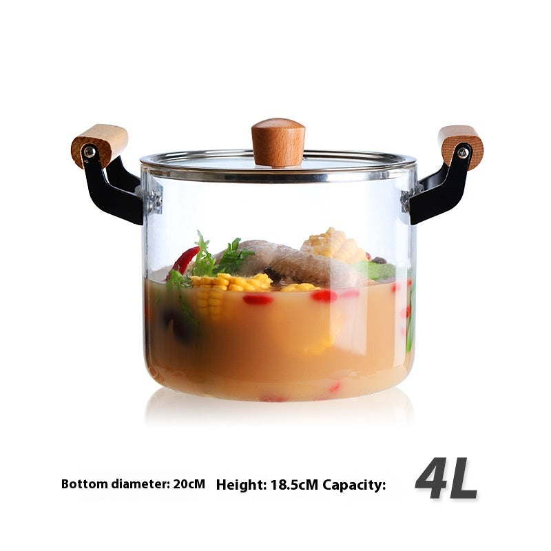 Borosilicate Visions Cookware Pot Binaural Glass - Antique Decore