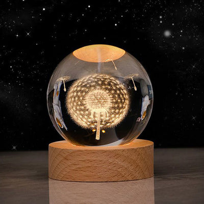 Luminous Starry Sky And Planets Moon Moon Crystal Ball Small Night Lamp Projection Ambience Light Creative Gift New Strange Gift - Antique Decore