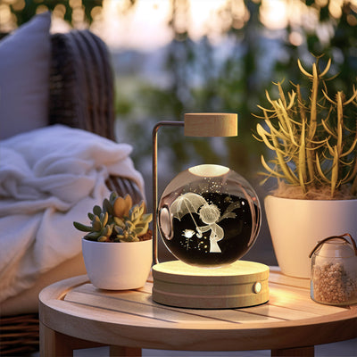 Crystal Ball Cosmic Dinosaur Indoor Night Light USB Power Warm Bedside Light Birthday Gift Night Lamp - Antique Decore