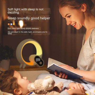 Creative Q Light Analog Sunrise Digital Display Alarm Clock Bluetooth Audio Intelligent Wake-up Q Colorful Atmosphere Light - Antique Decore