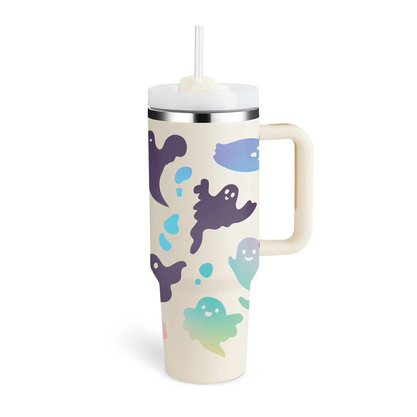 40 Oz Tumbler With Handle Straw Insulated, Stainless Steel Spill Proof Vacuum Coffee Cup Gifts For Valentine Lover