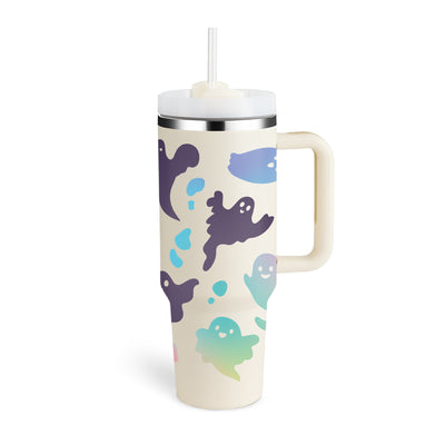 40 Oz Tumbler With Handle Straw Insulated, Stainless Steel Spill Proof Vacuum Coffee Cup Gifts For Valentine Lover
