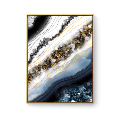Modern Wall Art Canvas Painting Abstract Marble Crystal Lines Living Room Decor - Antique Decore