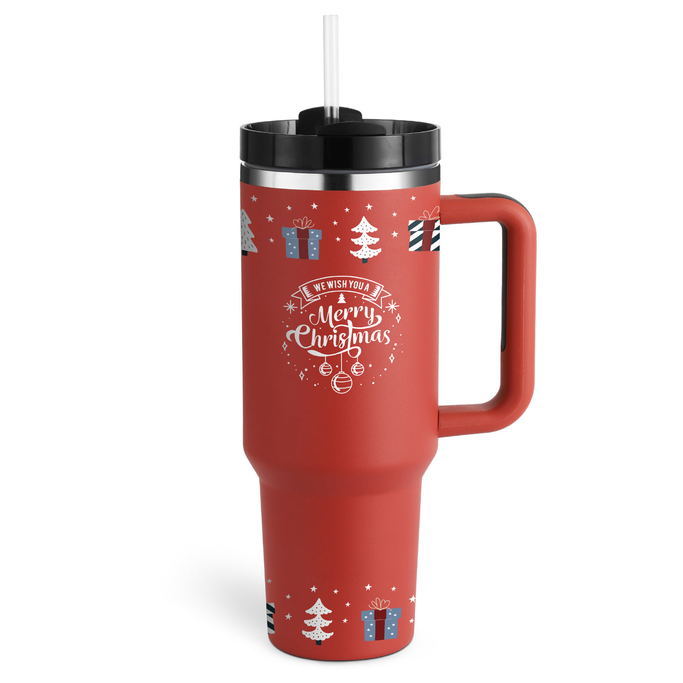 40 Oz Tumbler With Handle Straw Insulated, Stainless Steel Spill Proof Vacuum Coffee Cup Gifts For Valentine Lover
