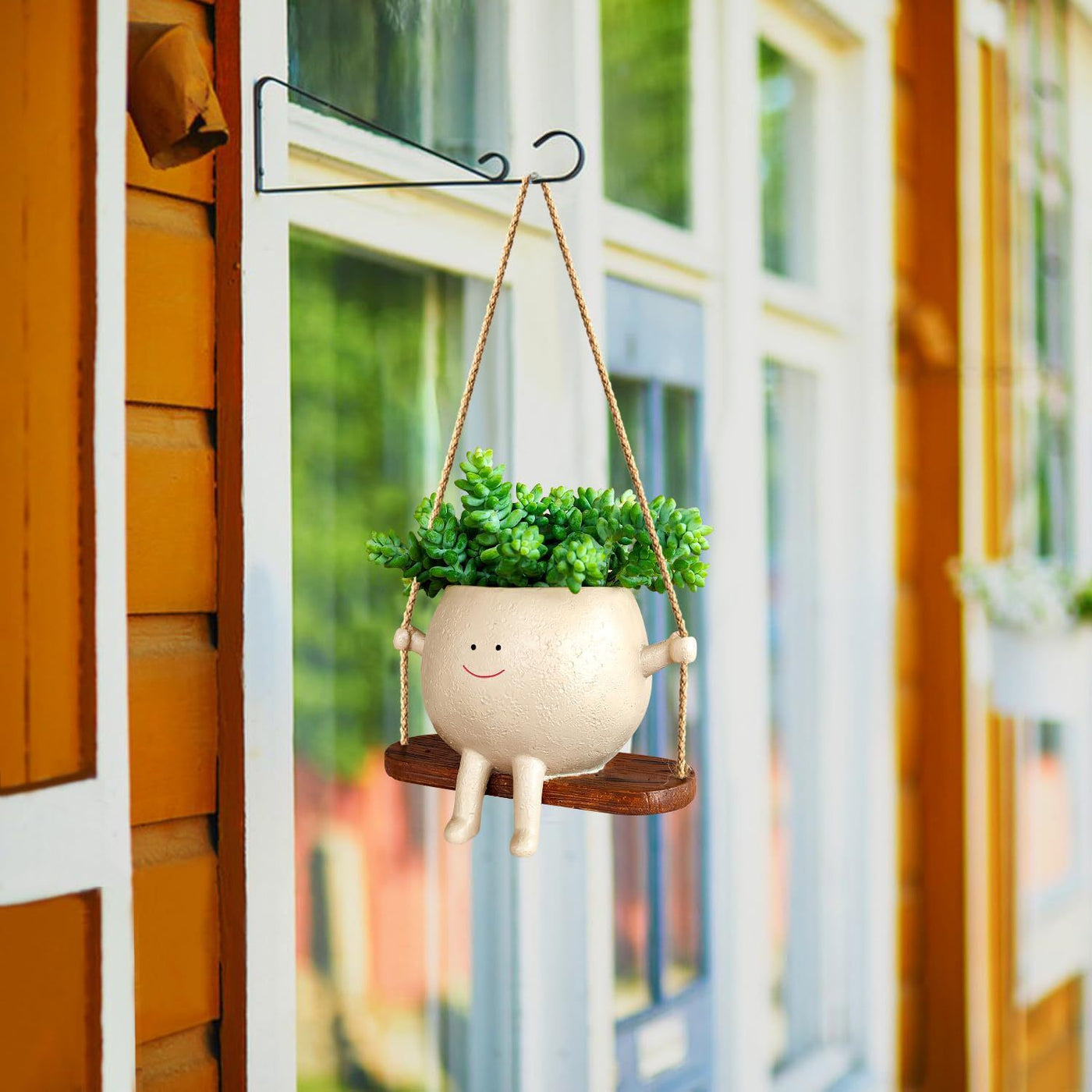 Plant Hanger Baskets Lovely Swing Face Planter Pot Succulent Flower Pots Balcony Wall Hanging Planter - Antique Decore